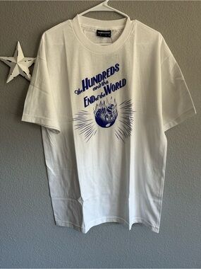 The Hundreds White Tee with Navy Graphic 'End of the World'